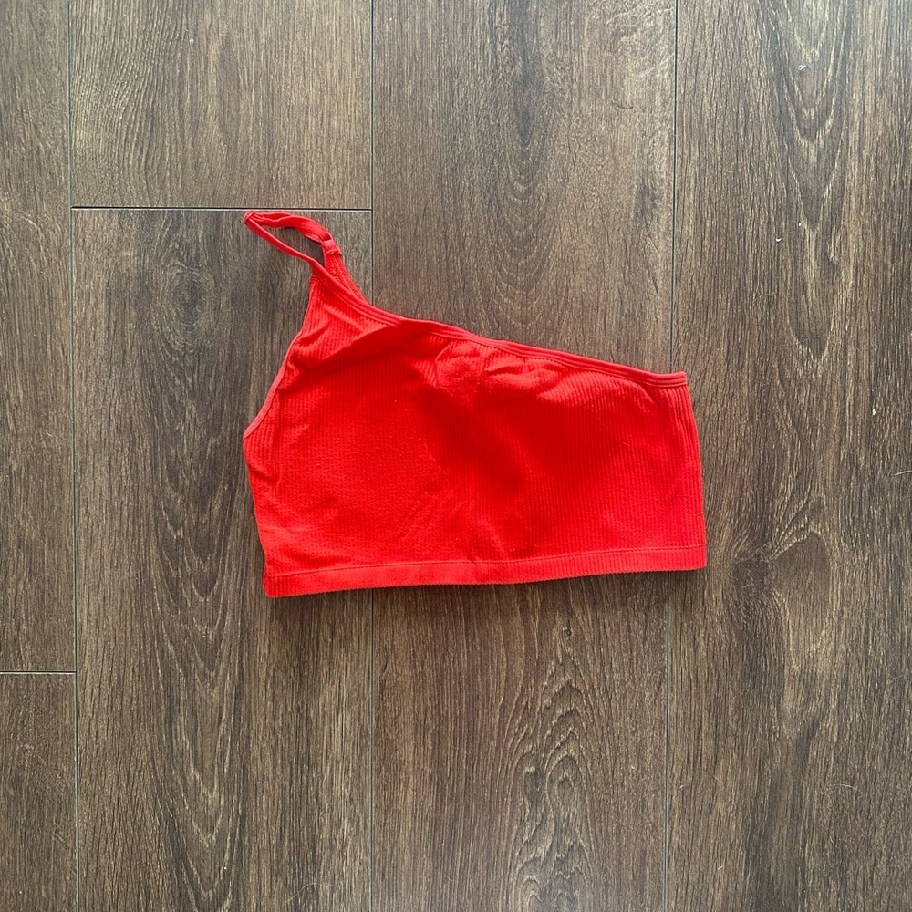 Red One-Shoulder Crop Top